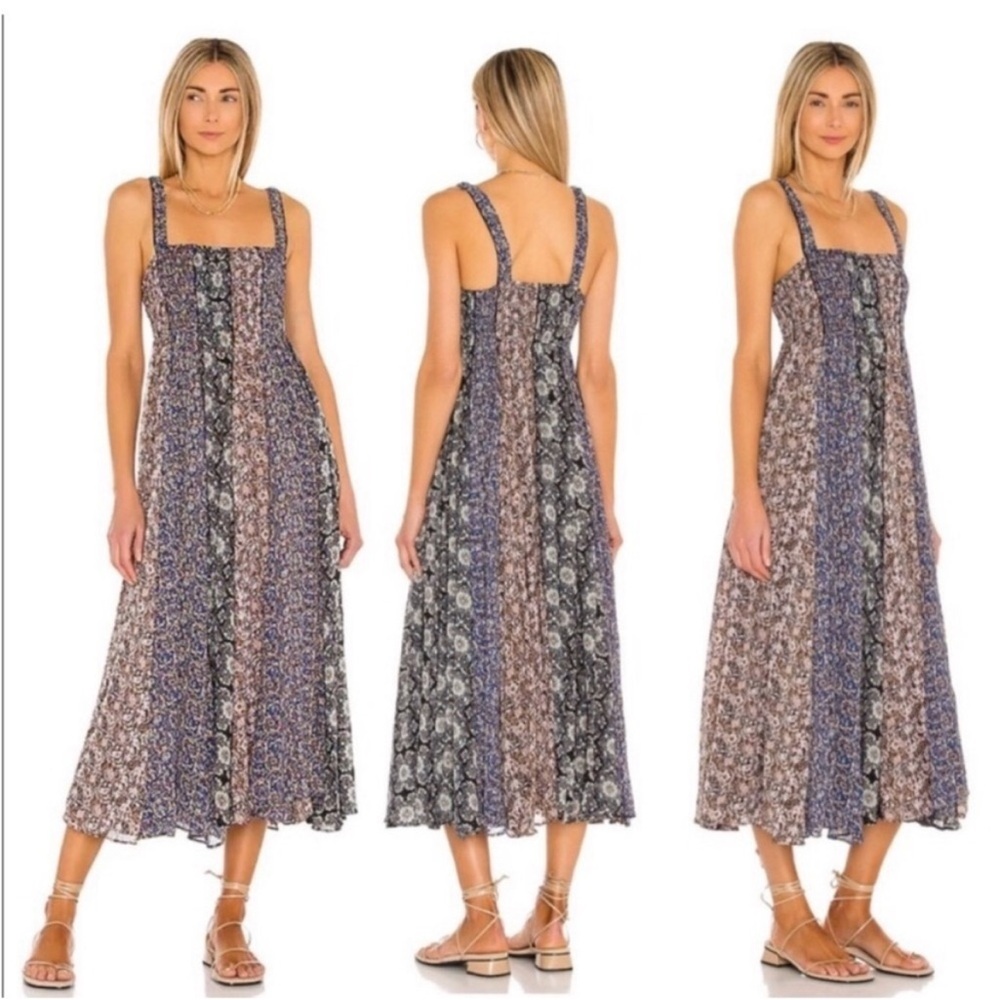 Free People Come Together Maxi Dress in Black Combo Size XS